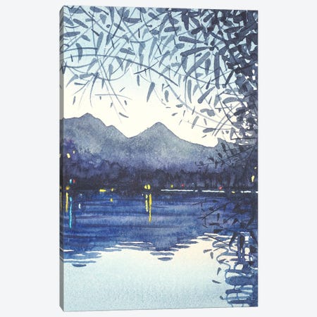 Winter Sunset On The Lake Canvas Print #LSM49} by Luisa Millicent Canvas Artwork