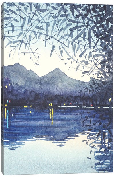 Winter Sunset On The Lake Canvas Art Print