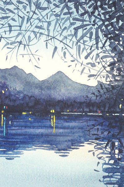Luisa Millicent: Winter Sunset On The Lake by Luisa Millicent