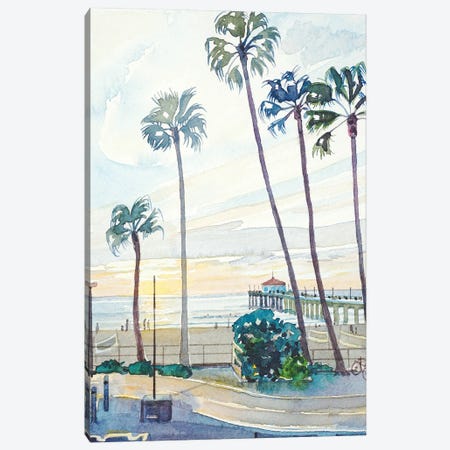Manhattan Beach Pier Canvas Print #LSM54} by Luisa Millicent Canvas Art