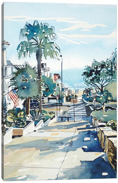 Manhattan Beach Walkstreet Canvas Art Print - California Art