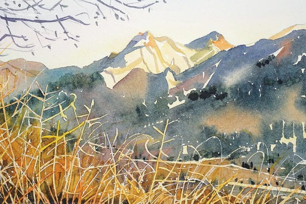 Serene Watercolors: Golden Hour - Malibu Creek by Luisa Millicent