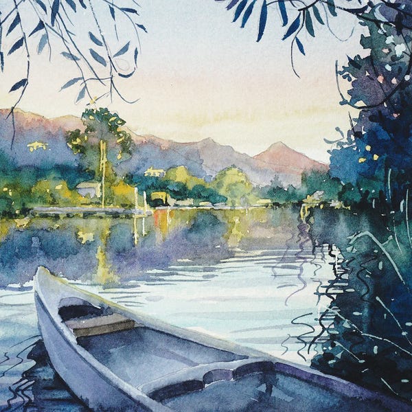 California: Dusk From The Dock - Malibou Lake by Luisa Millicent