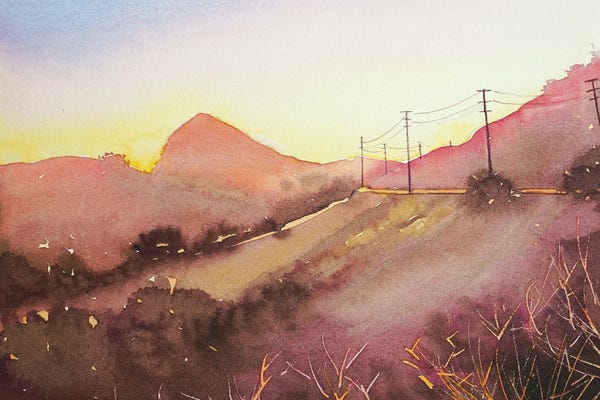 Los Angeles: Reagan Ranch From Mulholland - Dusk by Luisa Millicent