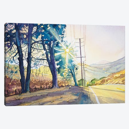 Three Pines On Mulholland Canvas Print #LSM74} by Luisa Millicent Canvas Artwork
