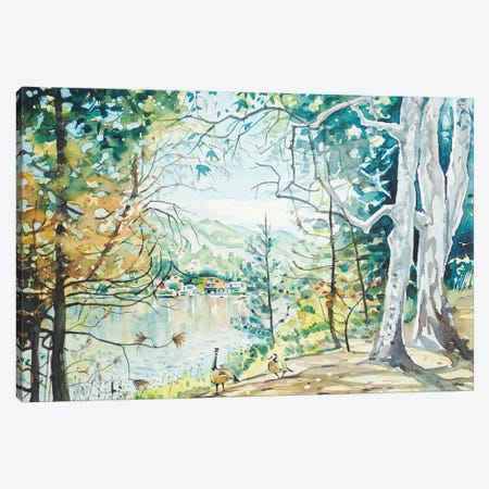 Spring View - Malibou Lake Canvas Print #LSM80} by Luisa Millicent Canvas Wall Art