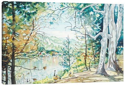 Spring View - Malibou Lake Canvas Art Print - Luisa Millicent