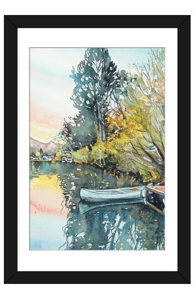 Still Sunset At The Lake Paper Art Print - Best Selling Paper