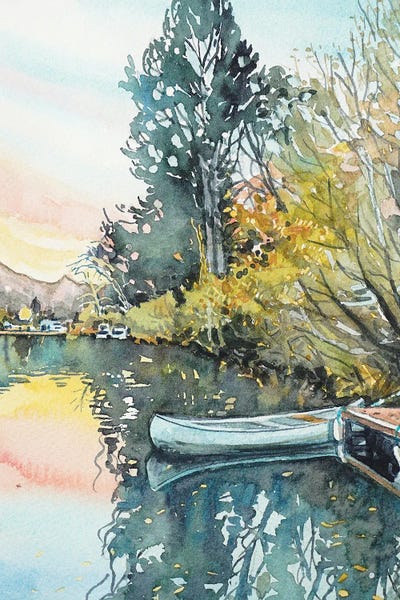 Floral & Botanical: Still Sunset At The Lake by Luisa Millicent