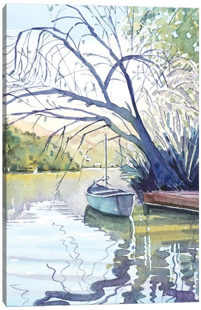 The Lonely Canoe Canvas Art Print - Nautical Décor