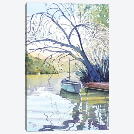 The Lonely Canoe Canvas Print #LSM9} by Luisa Millicent Canvas Art Print
