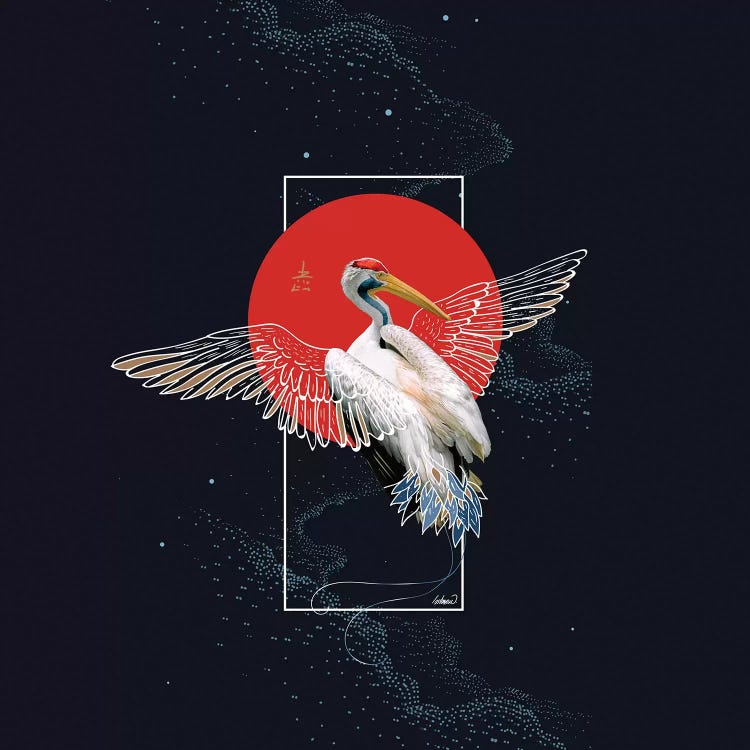 Cranes Japonese Kimono