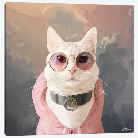 Fashion Portrait Cat Canvas Print #LSN18} by Lostanaw Canvas Artwork