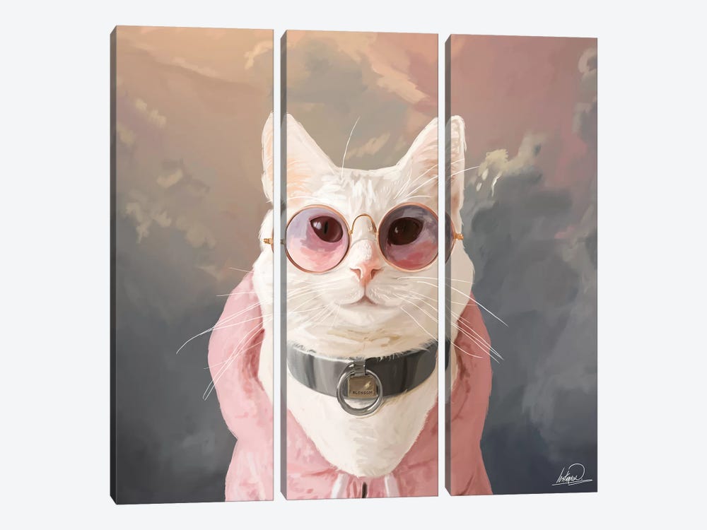 Fashion Portrait Cat by Lostanaw 3-piece Canvas Wall Art