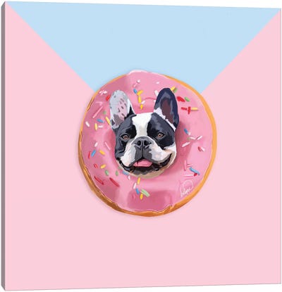 French Bulldog Donut Canvas Art Print - Donut Art
