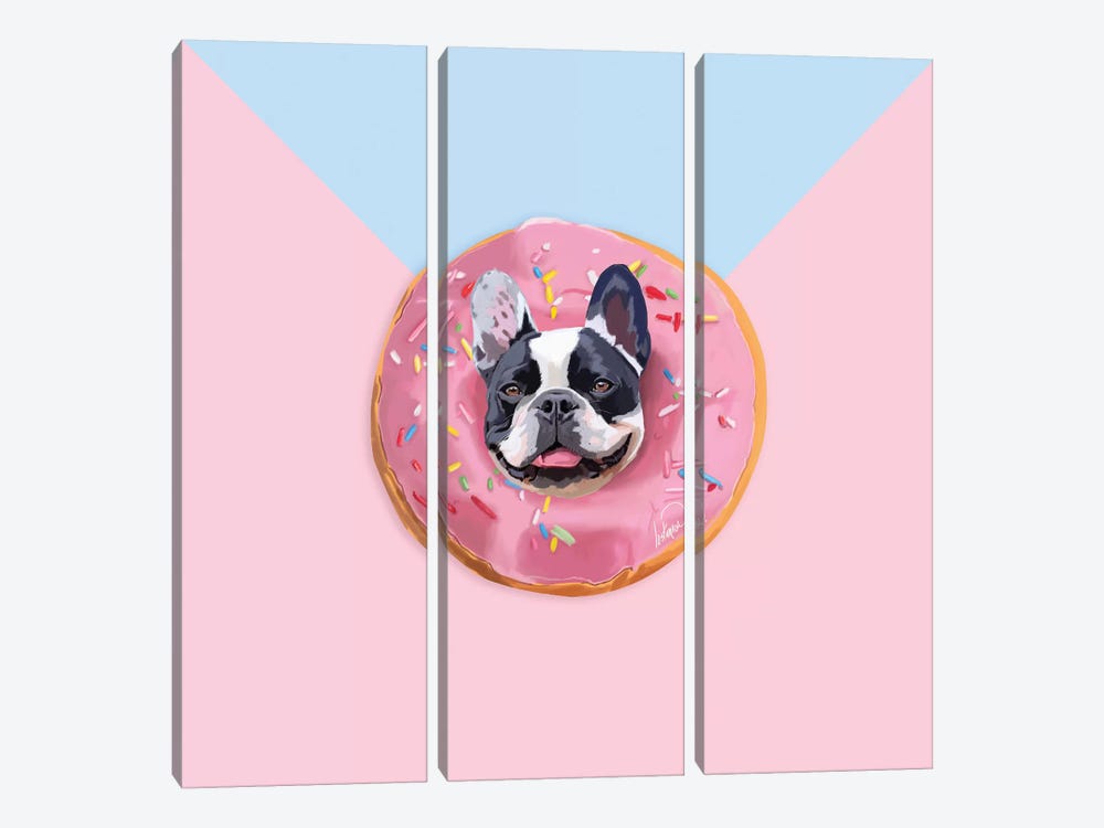 French Bulldog Donut by Lostanaw 3-piece Canvas Print