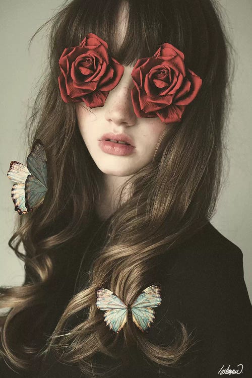 Girl Flower Eyes Manipulation by Lostanaw wall art