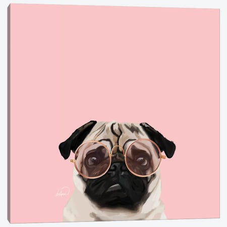 Intellectual Pug Canvas Print #LSN27} by Lostanaw Canvas Art