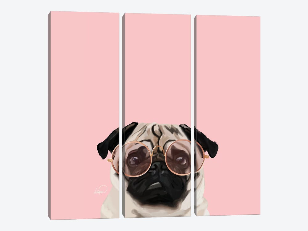 Intellectual Pug by Lostanaw 3-piece Canvas Art