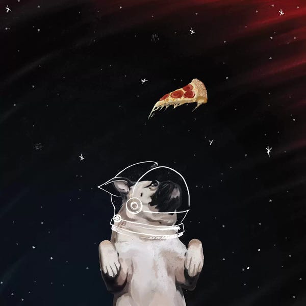 Kids Astronomy & Space Art: Pug And Pizza Space by Lostanaw