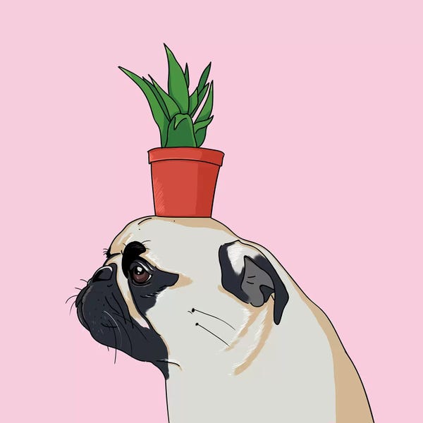 Pugs: Pug Flower Pot by Lostanaw