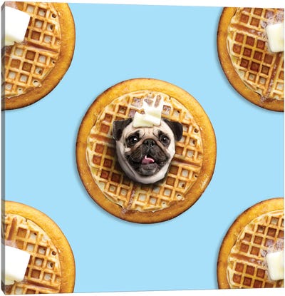 Pug Waffle Canvas Art Print - Pug Art