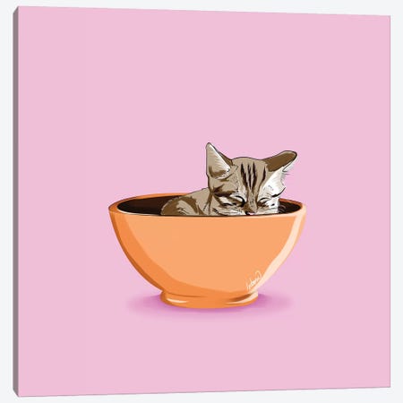 Cat Coffee Mug Canvas Print #LSN4} by Lostanaw Canvas Print