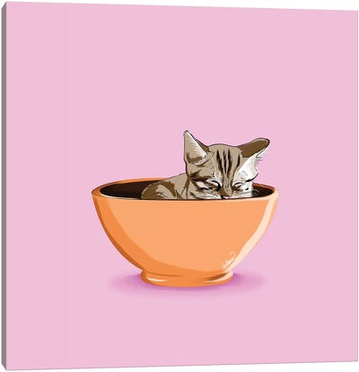 Cat Coffee Mug Canvas Art Print - Lostanaw