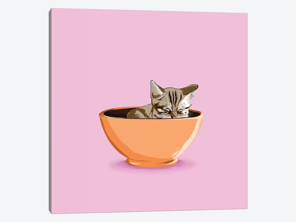 Cat Coffee Mug by Lostanaw 1-piece Canvas Print