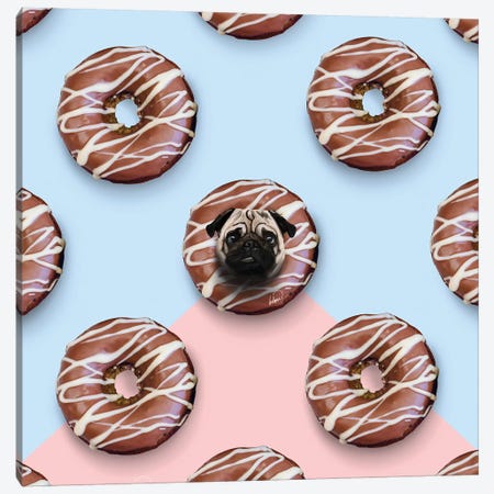 The Pug Donuts Canvas Print #LSN50} by Lostanaw Canvas Wall Art