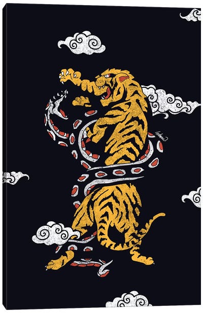 Tiger vs, Snake Clouds Canvas Art Print - Tiger Art