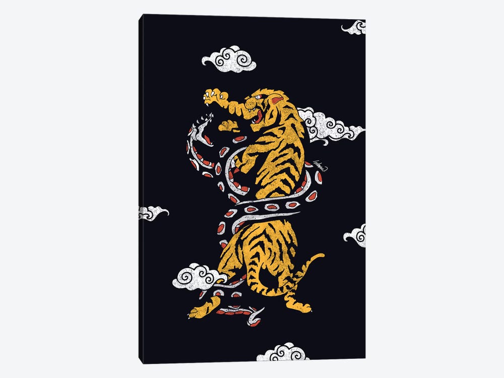 Tiger vs, Snake Clouds by Lostanaw 1-piece Canvas Art
