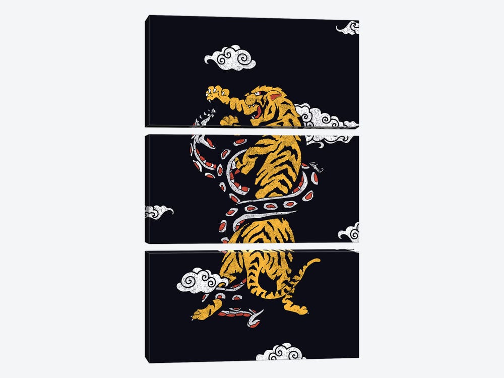 Tiger vs, Snake Clouds by Lostanaw 3-piece Canvas Artwork