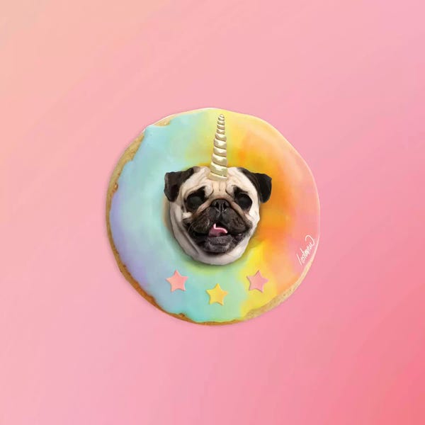 Pop Art Kitchen: Unicorn Pug Pastel Donut by Lostanaw