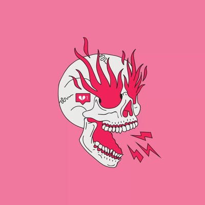 Skull Flames Girl Classic Tattoo by Lostanaw multi panel art