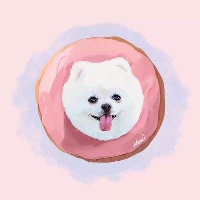 Pomeranian Strawberry Donut by Lostanaw canvas print