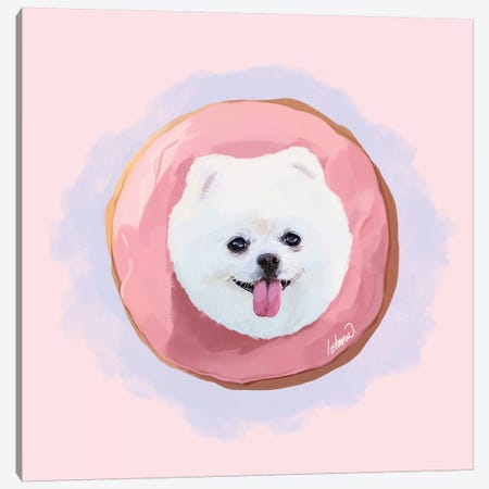 Pomeranian Strawberry Donut Canvas Print #LSN63} by Lostanaw Canvas Art Print