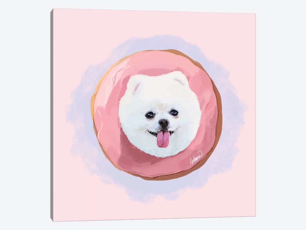 Pomeranian Strawberry Donut by Lostanaw 1-piece Canvas Artwork