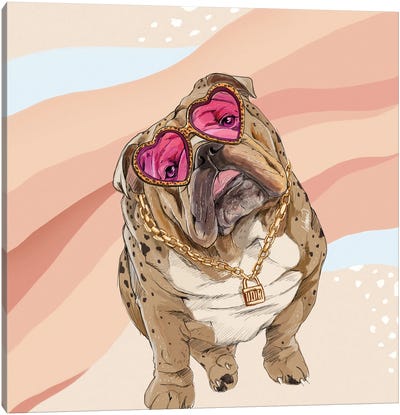 Fashion Bulldog Canvas Art Print - Lostanaw