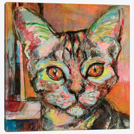 Cat Love Canvas Print #LSR13} by Liesbeth Serlie Canvas Wall Art