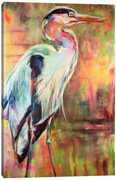 Blue Heron Canvas Art Print - Liesbeth Serlie