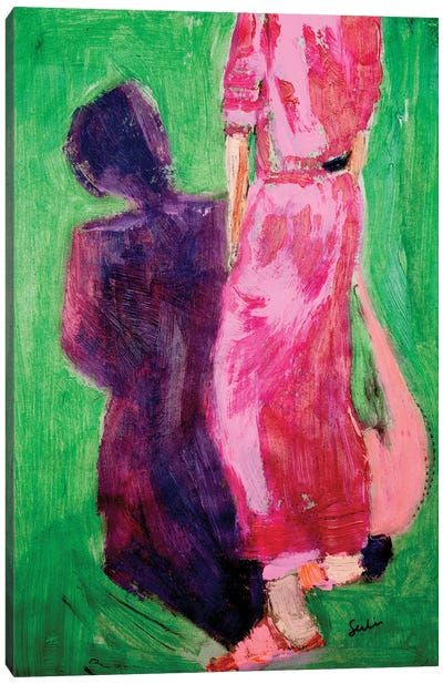 Woman With A Pink Dress Canvas Art Print - Liesbeth Serlie