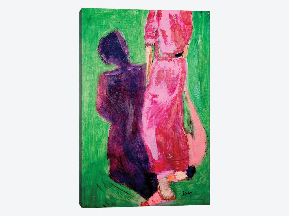Woman With A Pink Dress by Liesbeth Serlie 1-piece Art Print