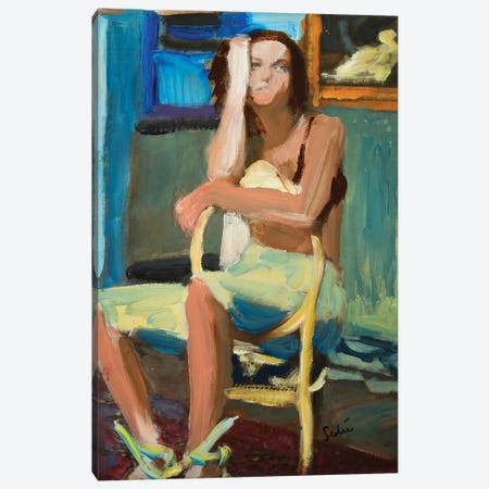 Woman On A Chair Canvas Print #LSR46} by Liesbeth Serlie Canvas Art