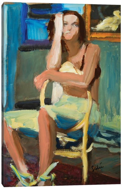Woman On A Chair Canvas Art Print - Liesbeth Serlie