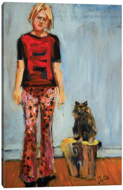 Woman With A Cat Canvas Art Print - Liesbeth Serlie