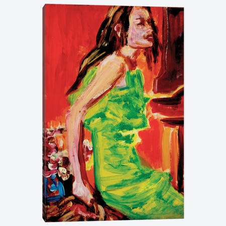 Woman With A Green Dress Canvas Print #LSR49} by Liesbeth Serlie Canvas Print