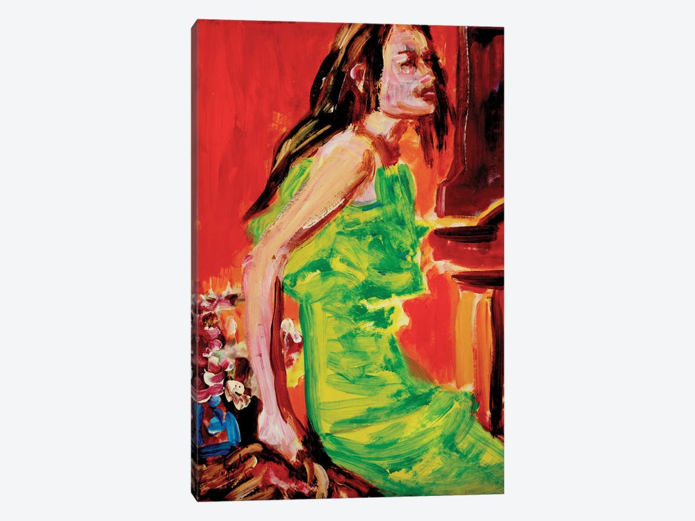 Woman With A Green Dress by Liesbeth Serlie 1-piece Canvas Art Print