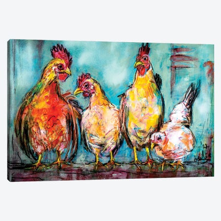 Chickens Canvas Print #LSR74} by Liesbeth Serlie Art Print