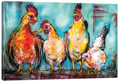 Chickens Canvas Art Print - Chicken & Rooster Art